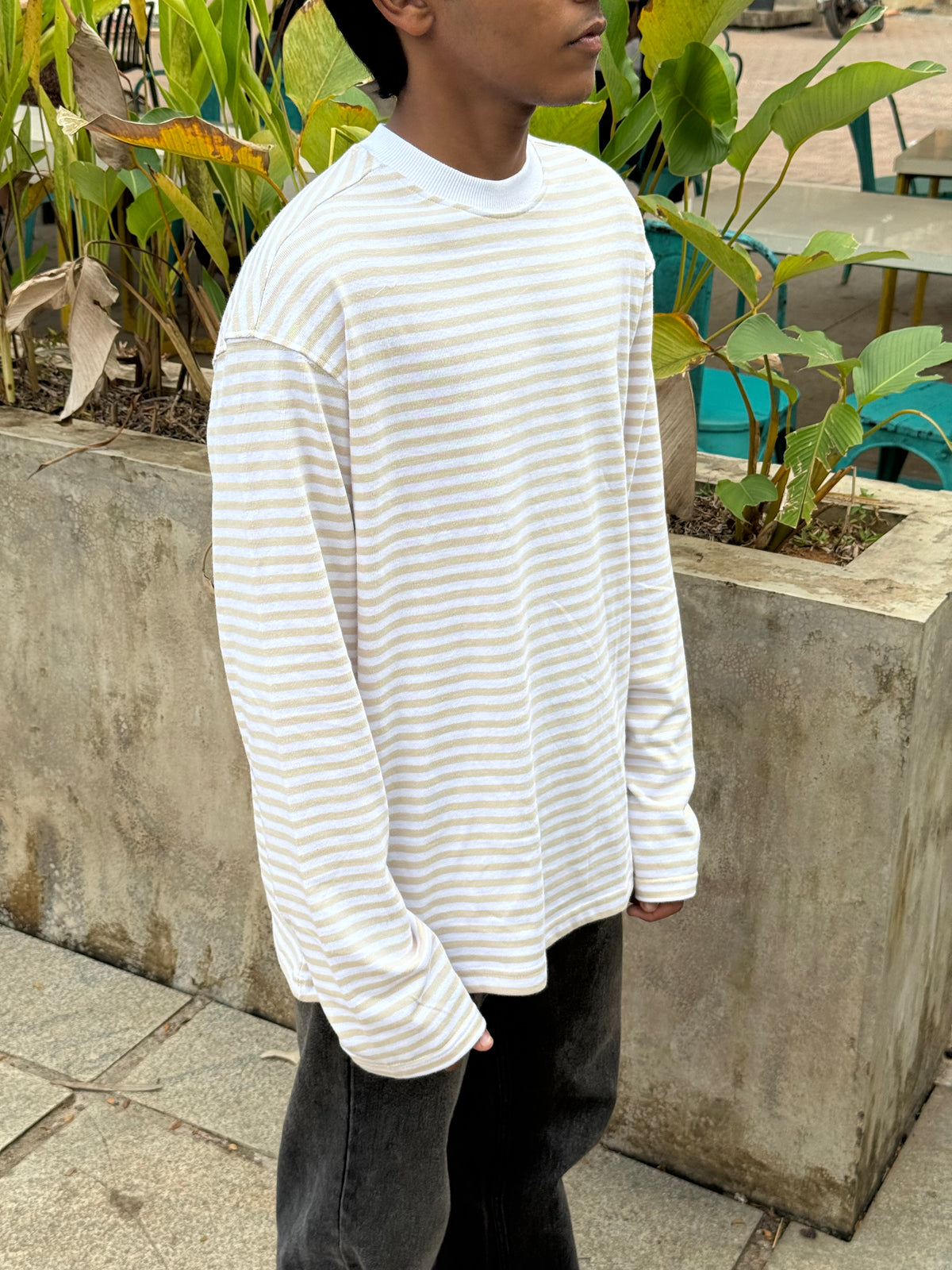 CREAMELINE STRIPES FULLSLV TEE