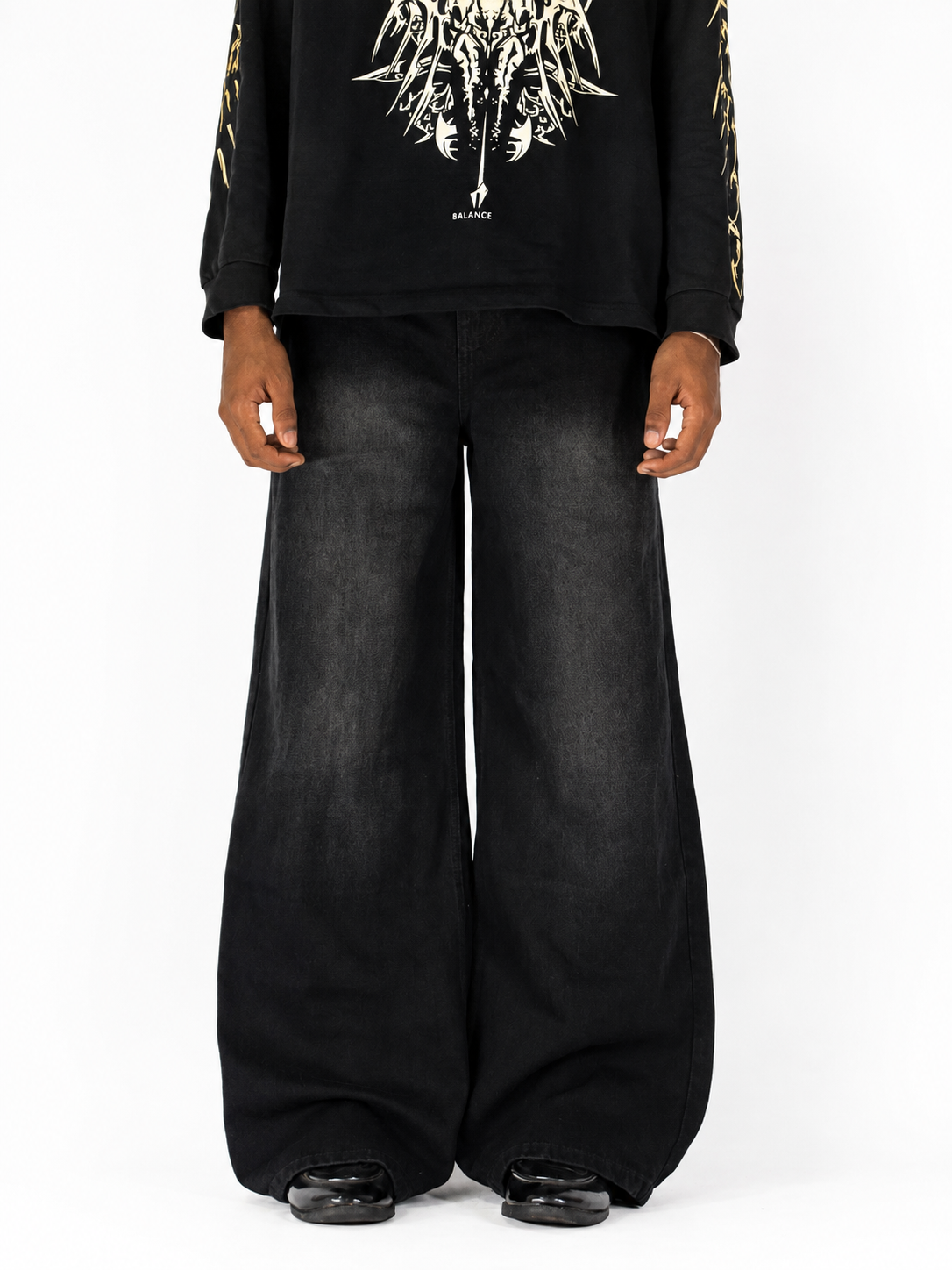 DEEP GRAPE BLACK WIDE LEG