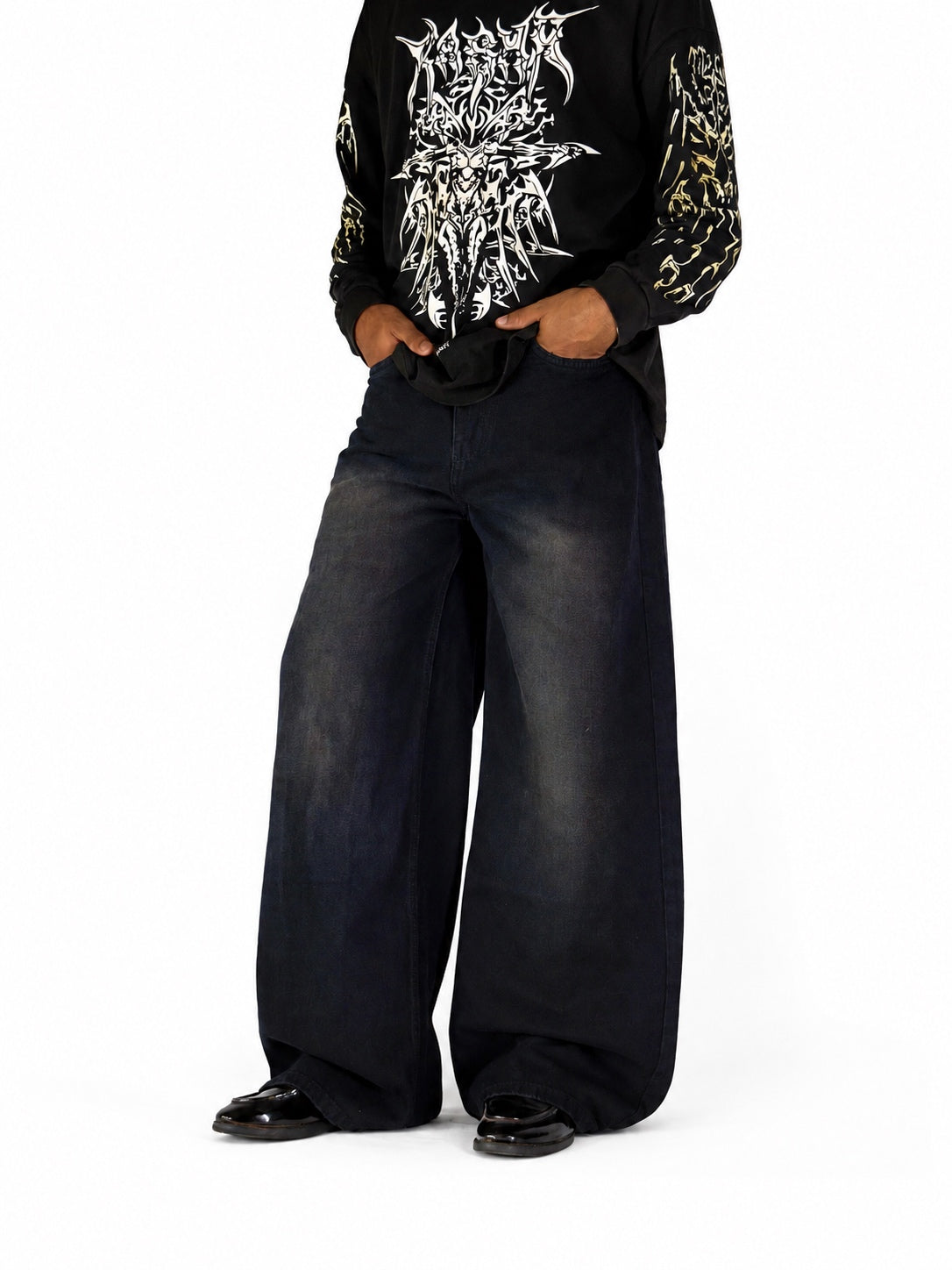 DEEP GRAPE BLACK WIDE LEG
