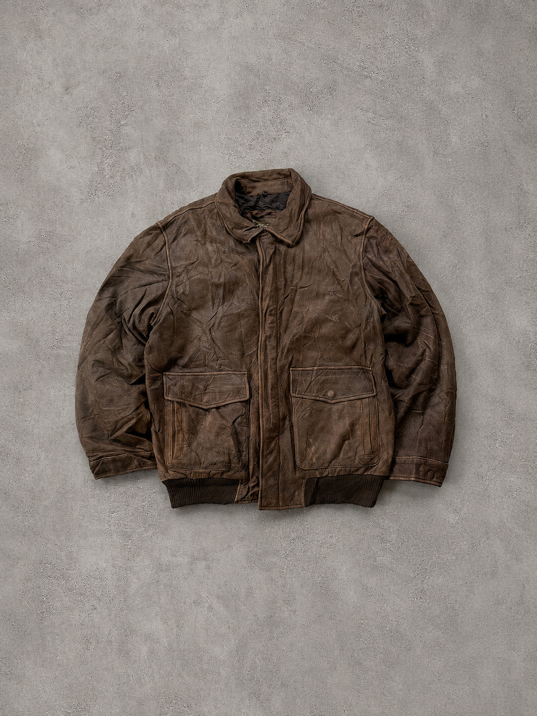 DARK BROWN LEATHER JACKET - M