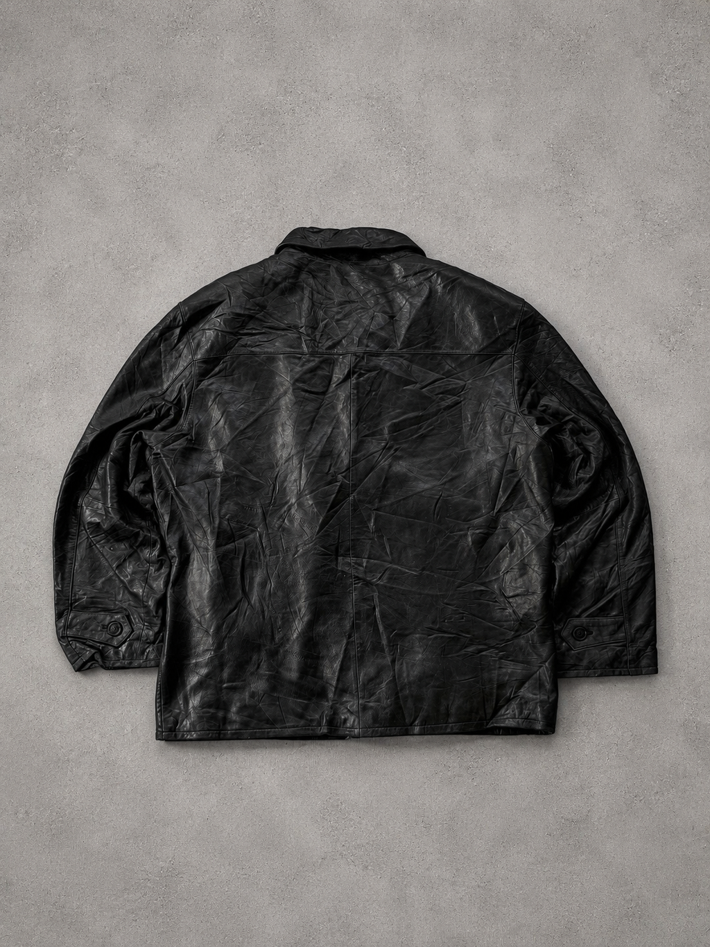 BLACK LEATHER JACKET - M