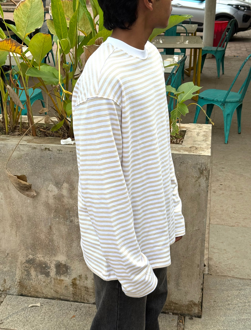CREAMELINE STRIPES FULLSLV TEE