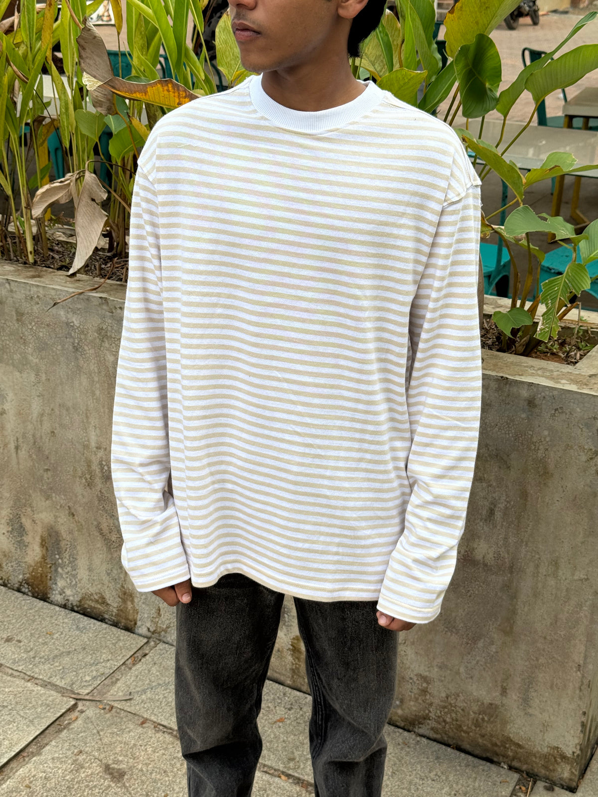 CREAMELINE STRIPES FULLSLV TEE