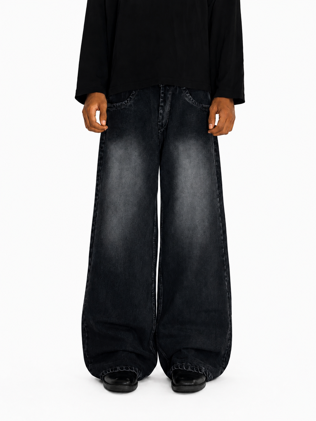 CHARCOAL WASHED BLACK WIDELEG
