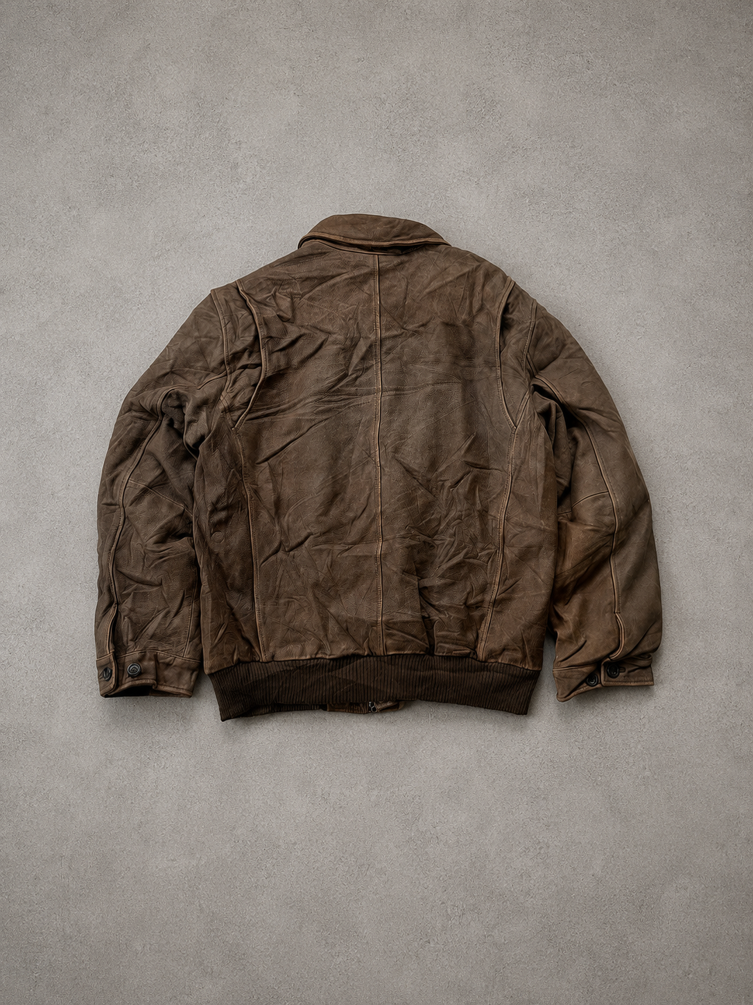 DARK BROWN LEATHER JACKET - M