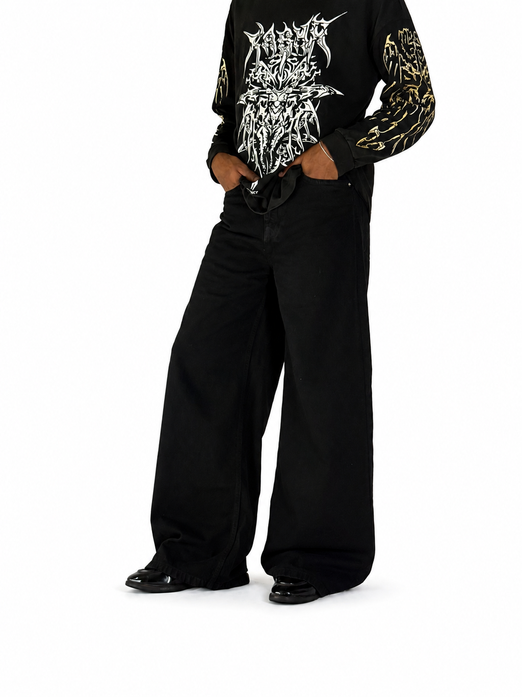 JET BLACK WIDE LEG