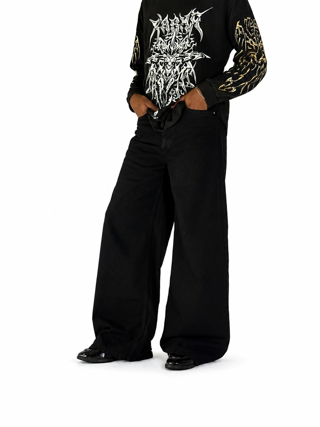 JET BLACK WIDE LEG
