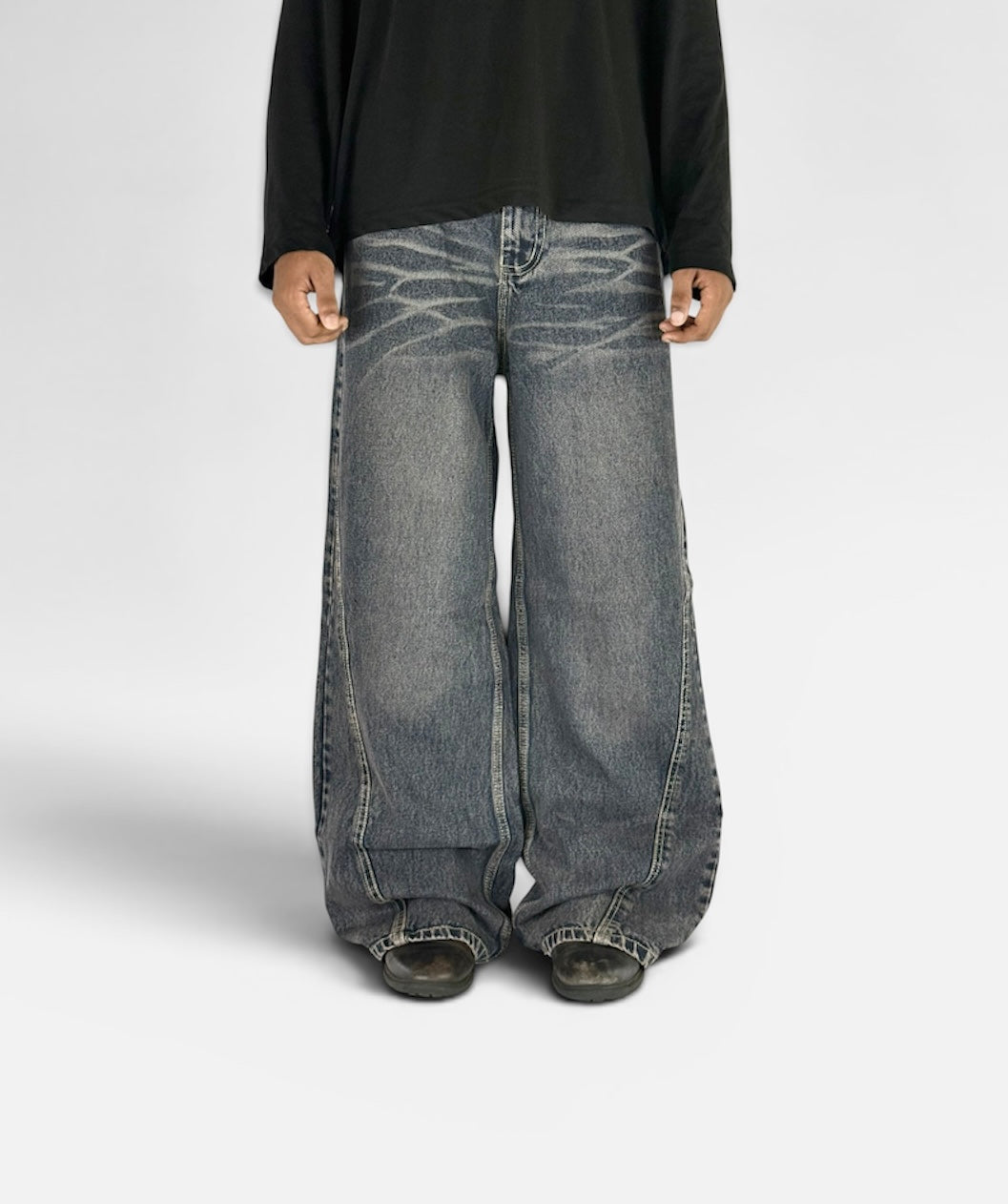 STONE WASH PATTERN WIDELEG