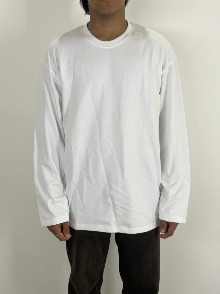 OPTIC WHITE OVERSIZED FULL SLEEVE TEE