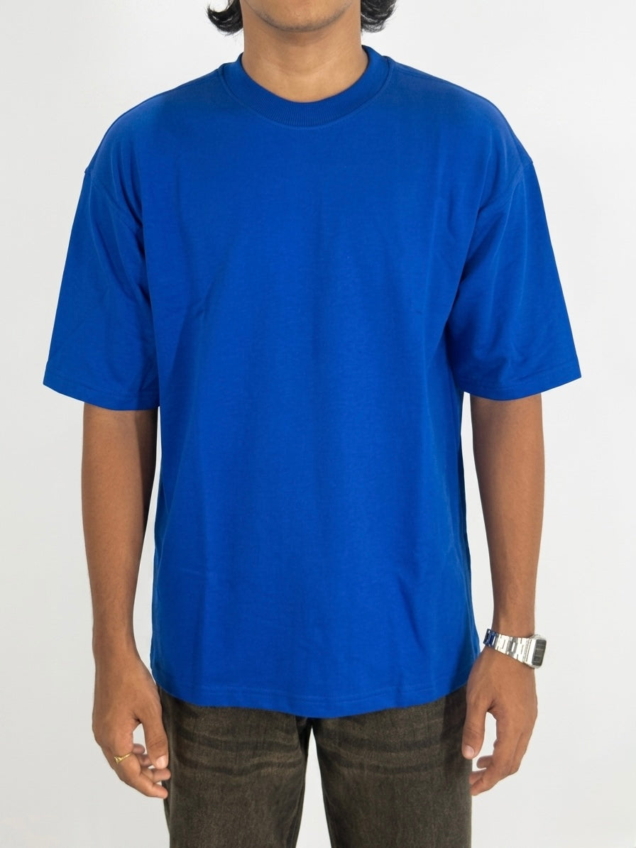 ROYAL BLUE DROP-SHOULDER CREWNECK T-SHIRT