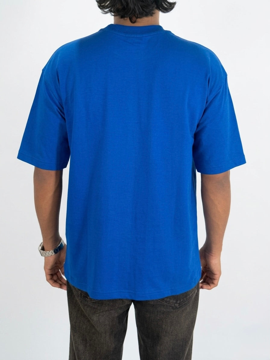 ROYAL BLUE DROP-SHOULDER CREWNECK T-SHIRT